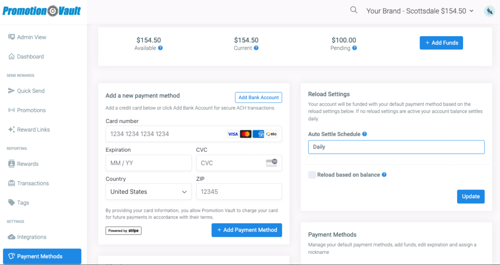 Adding a credit card