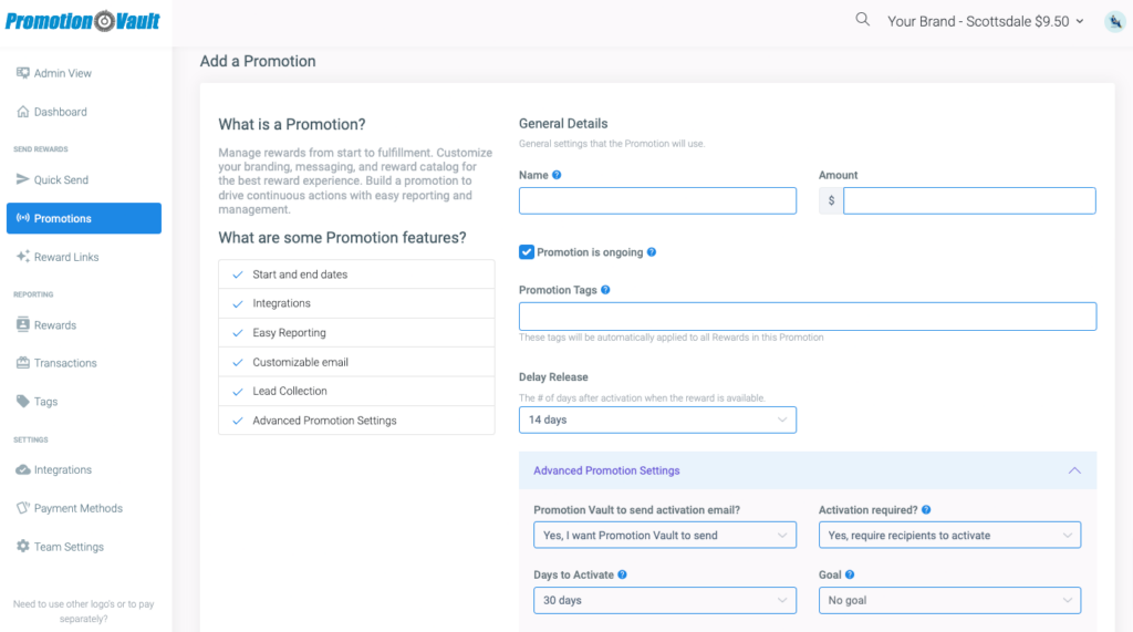 Promotion parameters