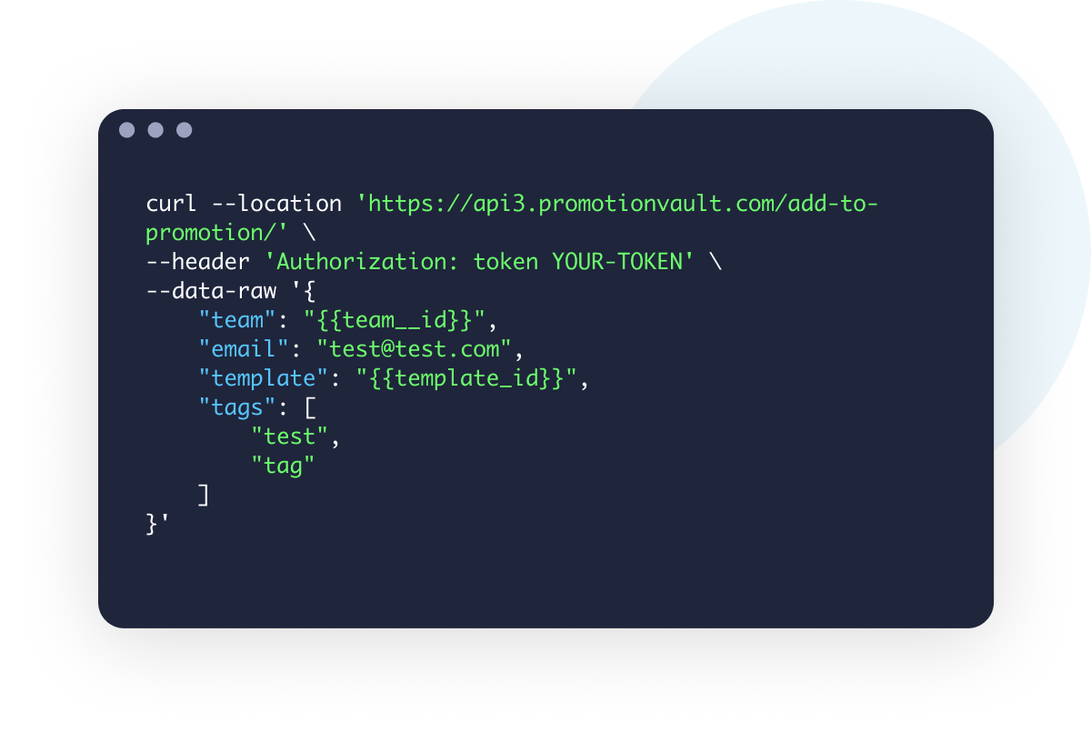 Promotion Vault API code example